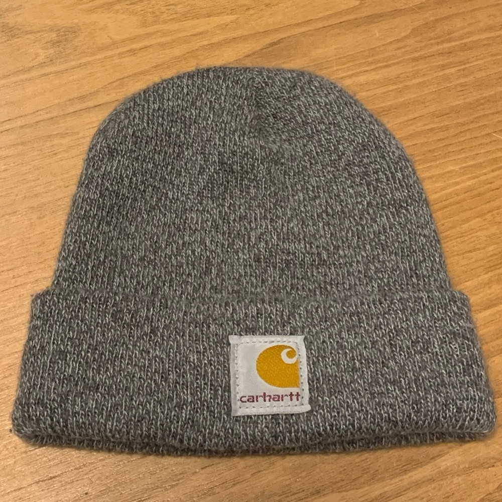 Carhartt Hat Beanie Cap One Size Gray Marled Knit Winter Acrylic Cuffed